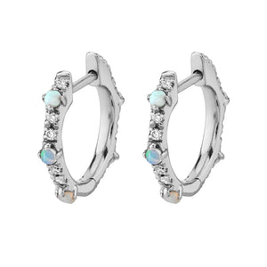 FE1351 925 Sterling Silver Opal Cubic Zircon Hoop Earrings