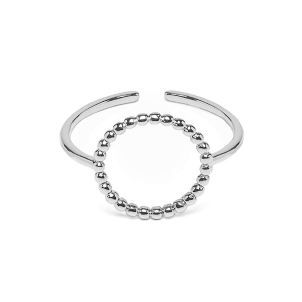 FJ0761 925 Sterling Silver Bead Adjustable Ring