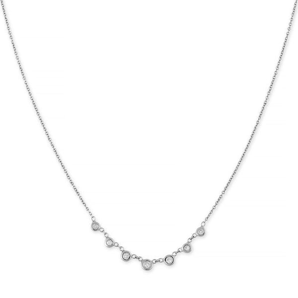 FX0444 925 Sterling Silver Seven Zircon Bezel Necklace