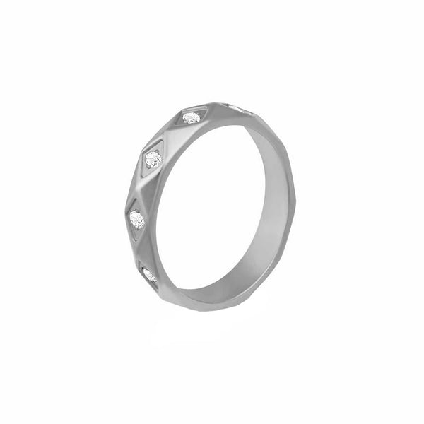 FJ0489 925 Sterling Silver Diamond Dainty Ring