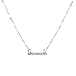 FX0386 925 Sterling Silver Midi Crystal Bar Pendant Necklace