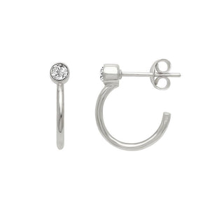 FE0802 925 Sterling Silver Arc Huggie Hoop Earrings