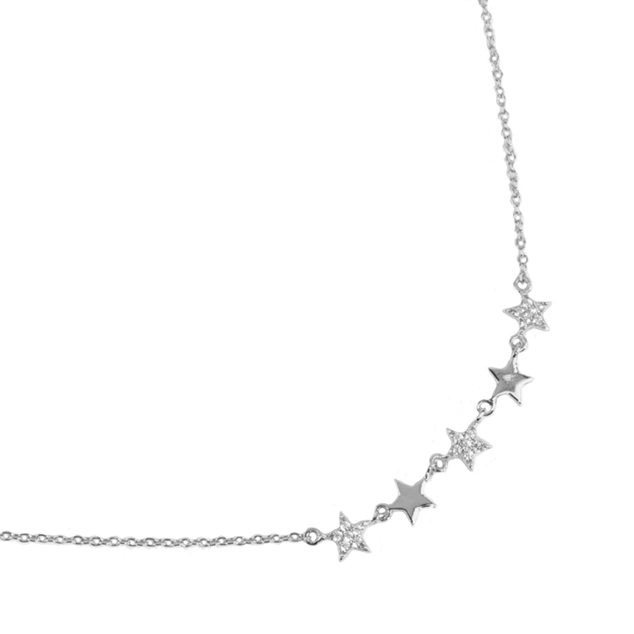 FX0681 925 Sterling Silver Cubic Zirconia Star Necklace