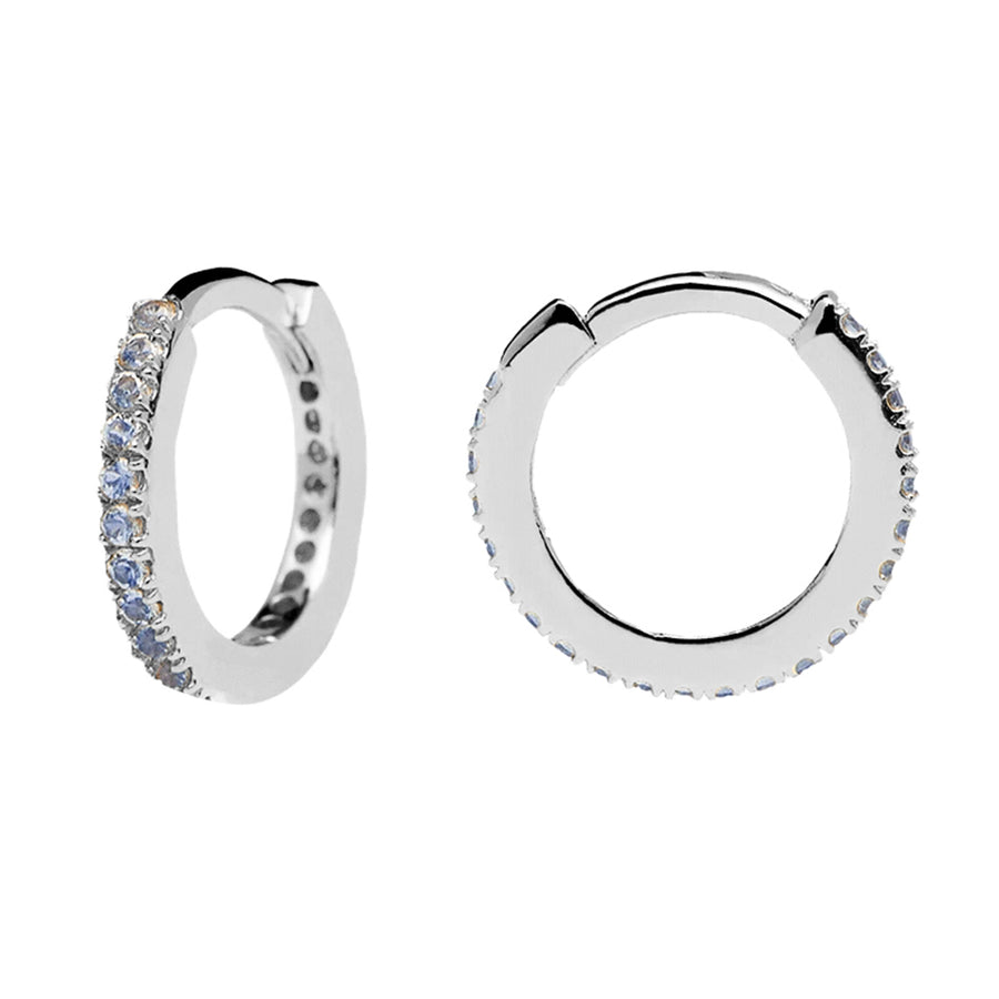 FE0690 925 Sterling Silver Diamond Hoop Earrings