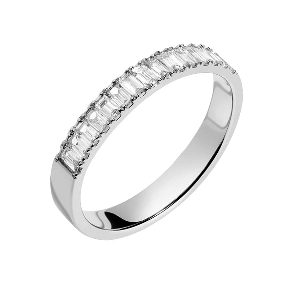 FJ0454 925 Sterling Silver Bold Half Diamond Baguette Ring