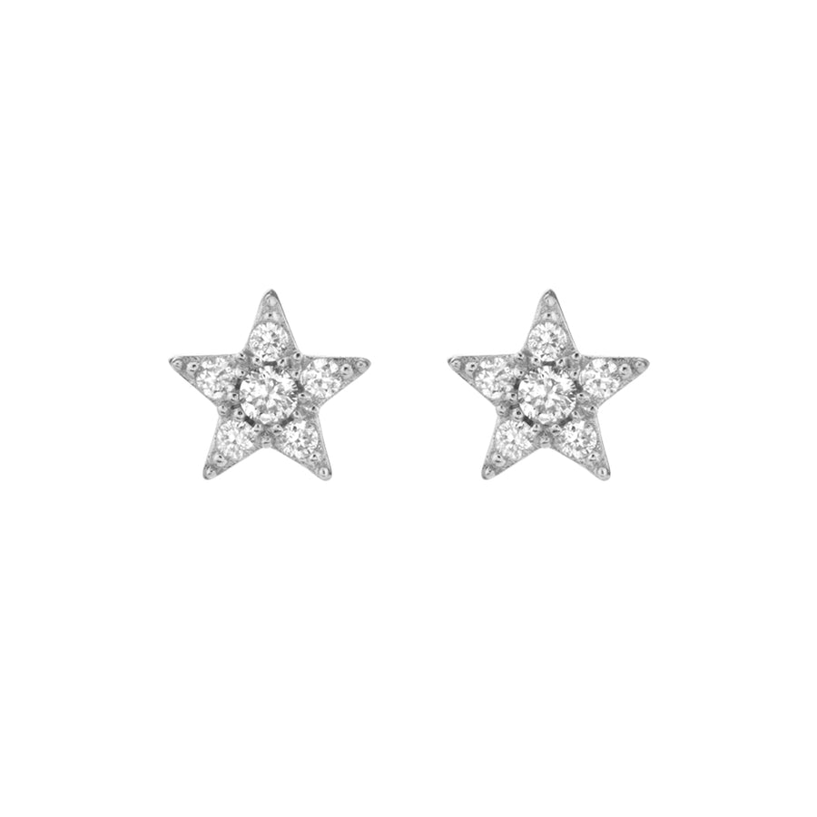 FE1152 925 Sterling Silver Cubic Zirconia Star Stud Earrings