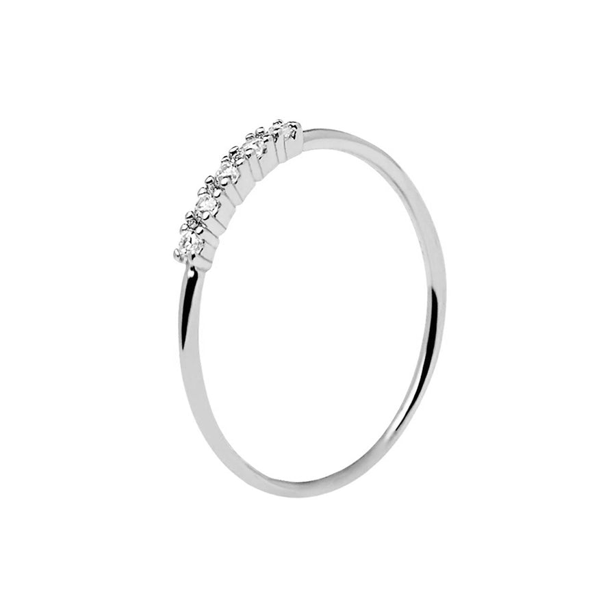 FJ0347 925 Sterling Silver Minimalist Mini Zircon Fine Ring