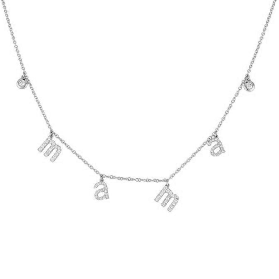 FX0486 925 Sterling Silver Diamond Mama Necklace