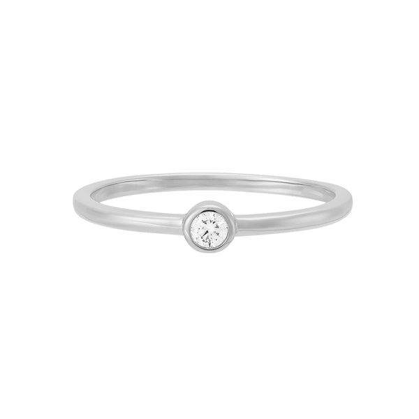 FJ0322 925 Sterling Silver Minimalist Single Zircon Ring