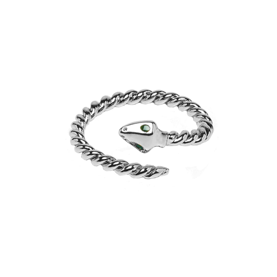 FJ0762 925 Sterling Silver Bead Snake Open Ring