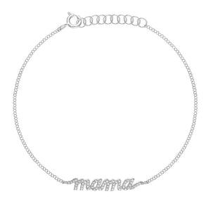 FS0162 925 Sterling Silver Diamond Mama Bracelet