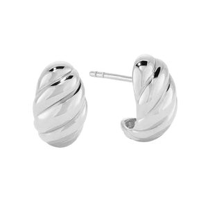 FE1324 925 Sterling Silver Croissant Dôme Stud Earrings