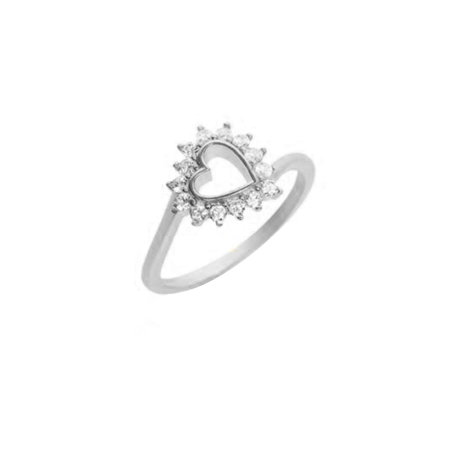 FJ0733 925 Sterling Silver Cubic Zirconia Heart Ring