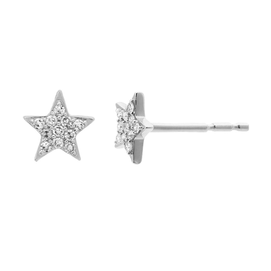 FE0748 925 Sterling Silver Single Diamond Star Stud Earrings
