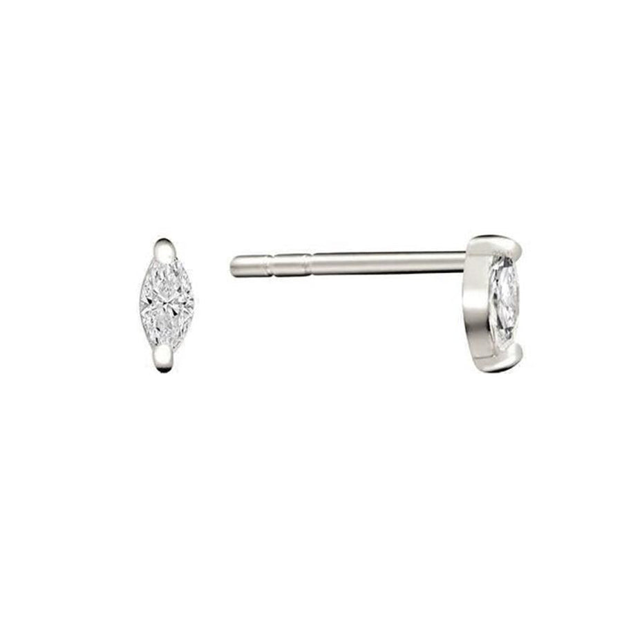 FE0806 925 Sterling Silver Mini Sparkly Marquise Stud Earrings