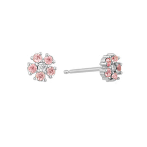FE1555 925 Sterling Silver Cubic Zircon Flower Stud Earrings