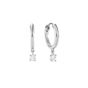 FE1837 925 Sterling Silver Zirconia Hoop Earring