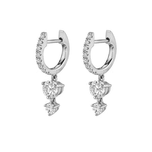 FE1150 925 Sterling Silver Zircon Drop Hoop Earrings