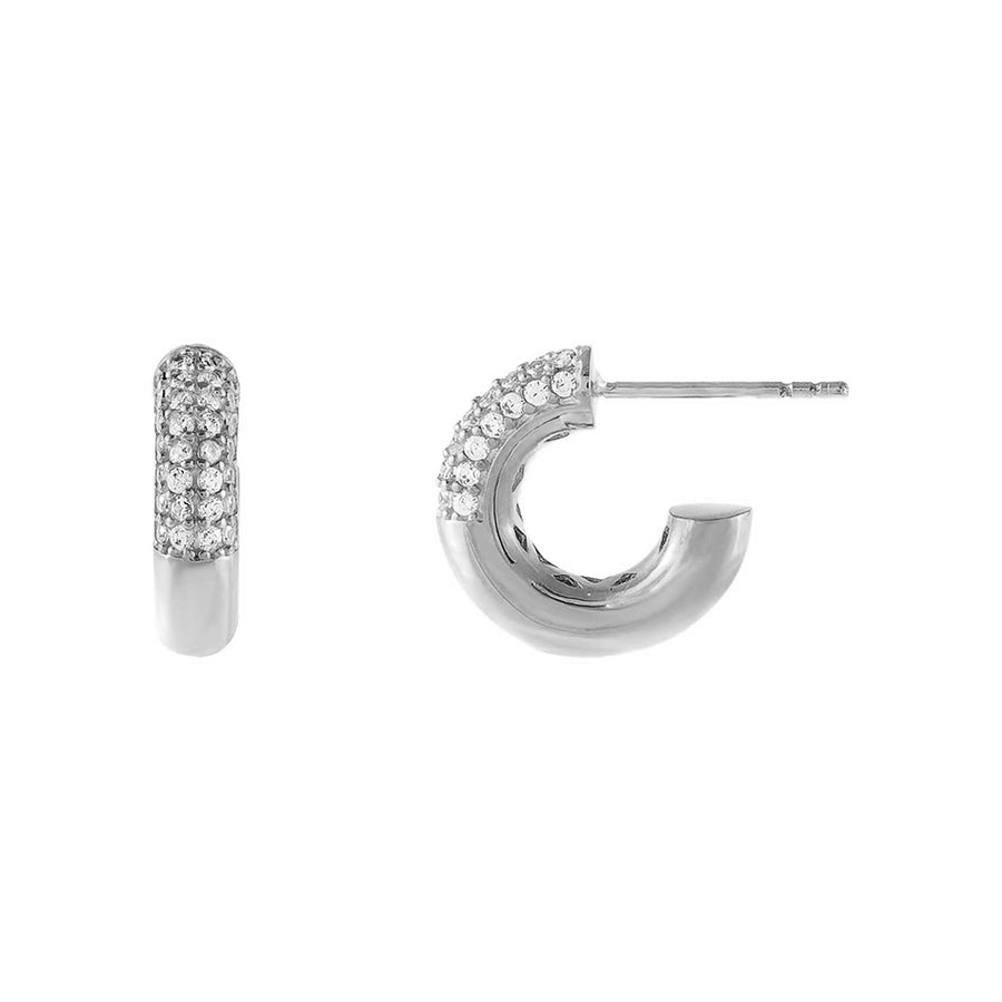 FE1769 925 Sterling Silver Cubic Zirconia Hoop Earring