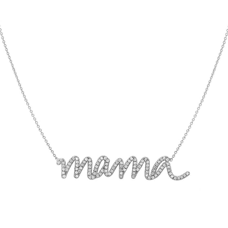 FX0480 925 Sterling Silver Crystal Mama Necklace