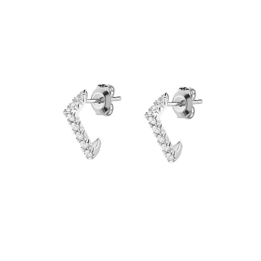 FE1104 925 Sterling Silver Square Pin Huggie Earrings