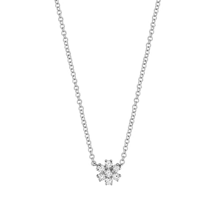 FX0455 925 Sterling Silver Sparkle Flower Necklace