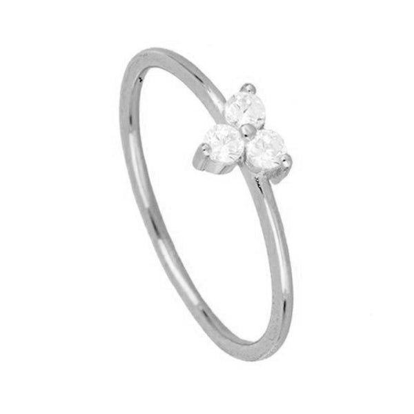 FJ0309 925 Sterling Silver Flower With Cubic Zirconia Ring