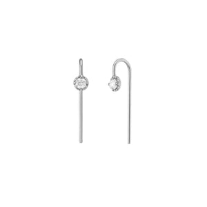 FE1067 925 Sterling Silver Mini Diamond Hook Earrings