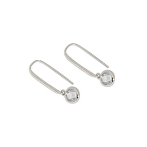 RHE1043 925 Sterling Silver U Shape CZ Thread Earring