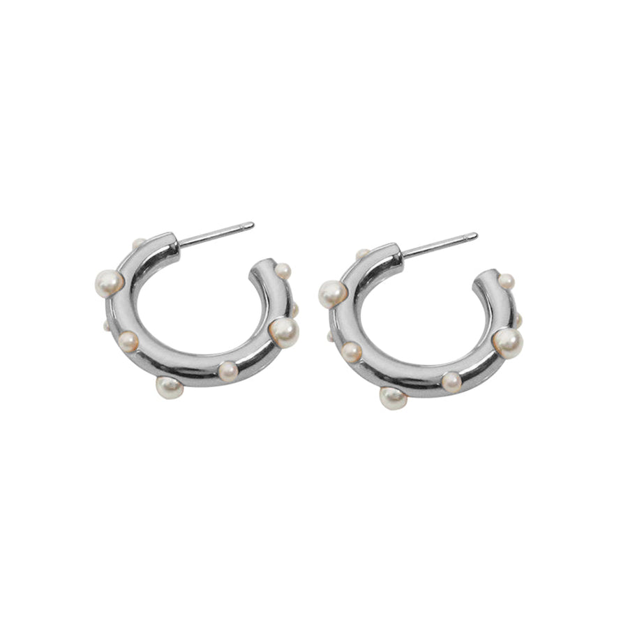 FE1678 925 Sterling Silver Freshwater Pearl Hoop Earring