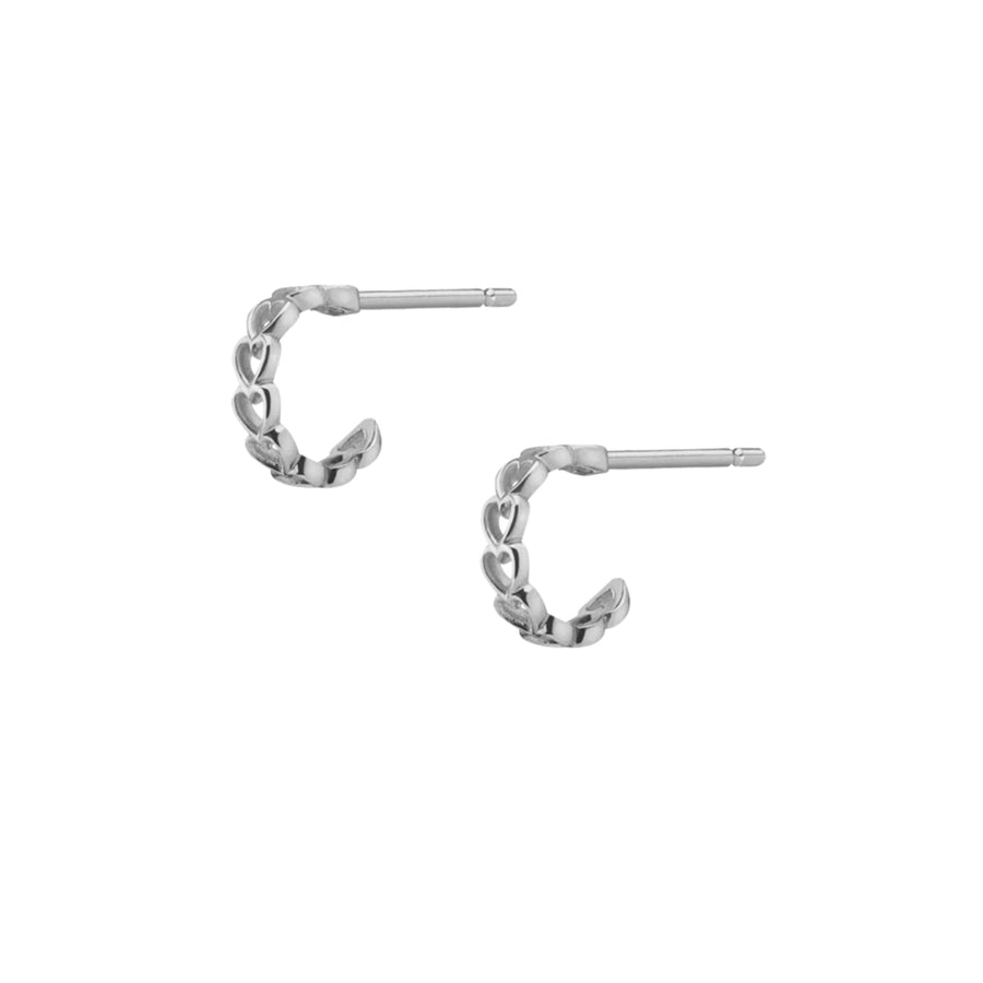 FE1053 925 Sterling Silver Heart Huggie Earrings