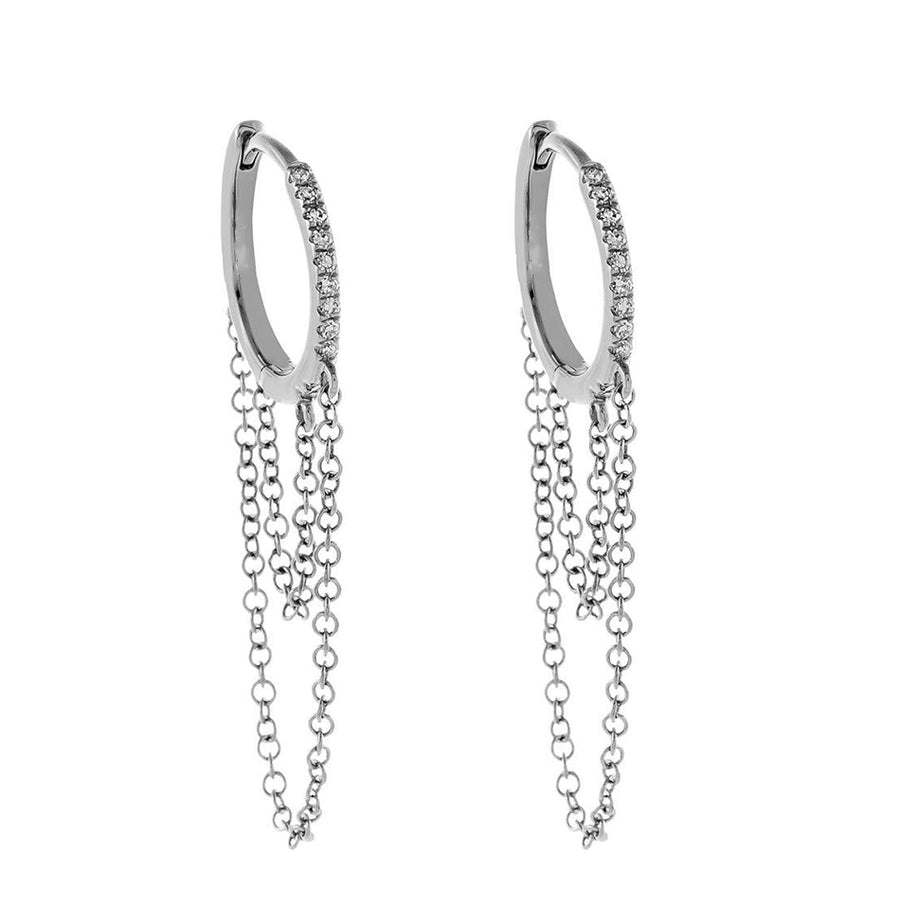 FE1764 925 Sterling Silver Cubic Zirconia Chain Hoop Earring