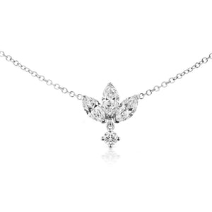 FX0563 925 Sterling Silver Cubic Zirconia Lotus Necklace