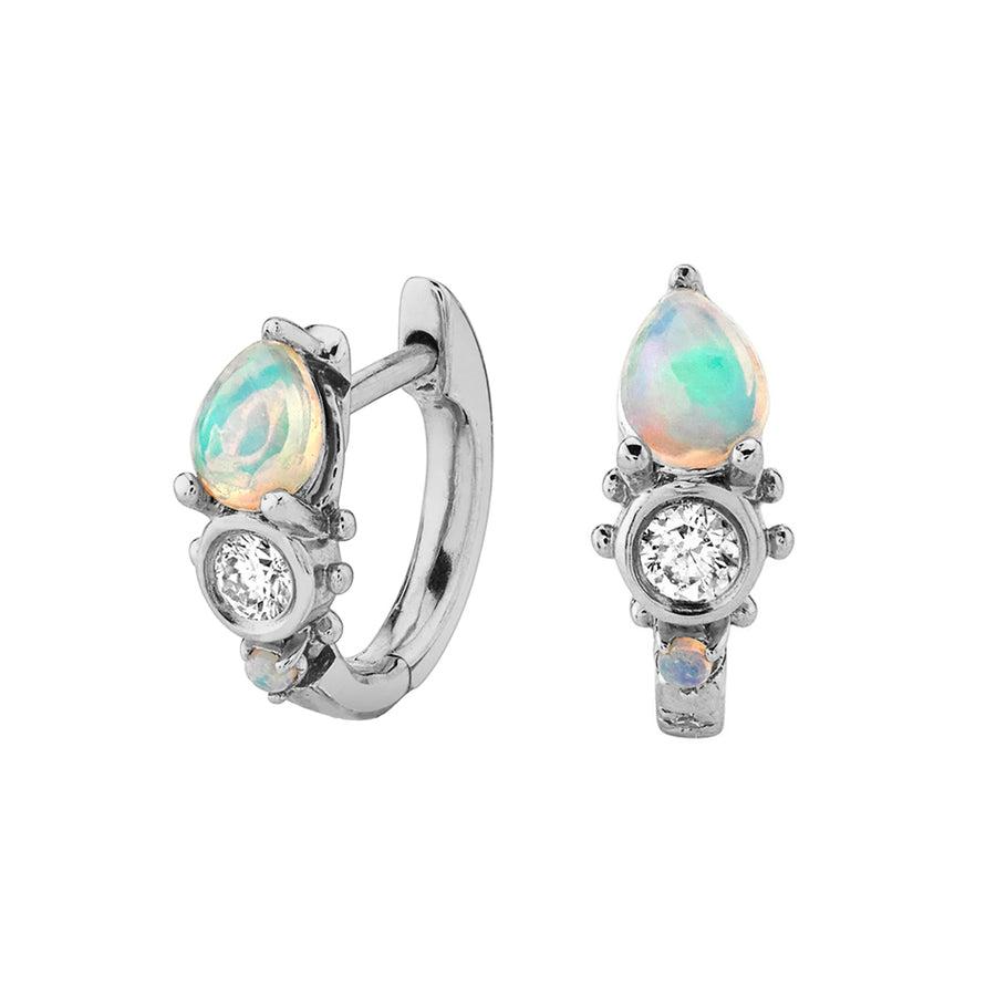 FE1350 925 Sterling Silver Opal Hoop Earrings