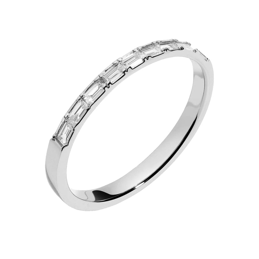 FJ0455 925 Sterling Silver Half Diamond Baguette Ring