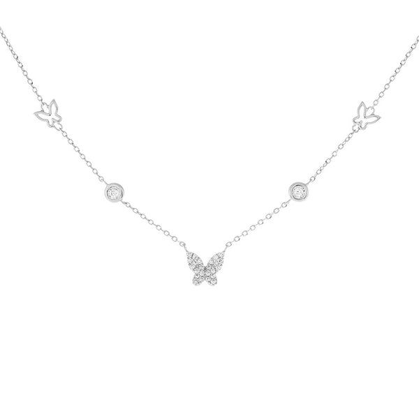 FX0243 925 Sterling Silver Butterfly Necklace