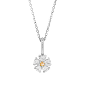 FX0670 925 Sterling Silver Sapphire Flower Pendant Necklace