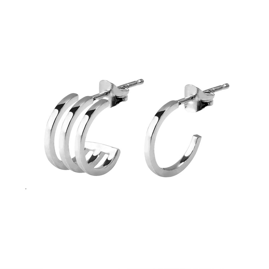 FE0841 925 Sterling Silver Trendy Triple Hoop Earrings