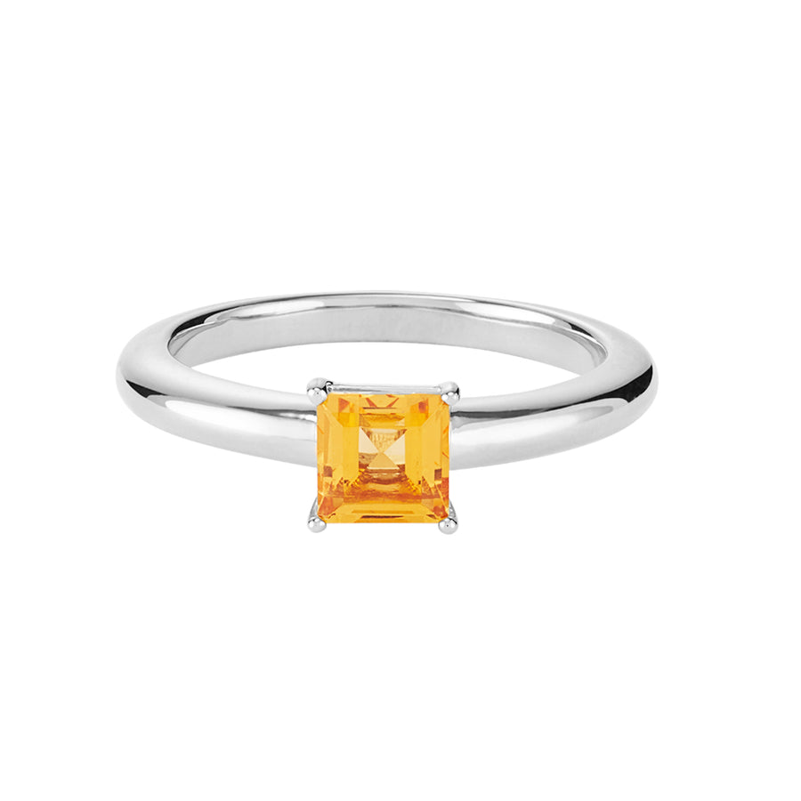 FJ0306 925 Sterling Silver Yellow Square Crystal Ring