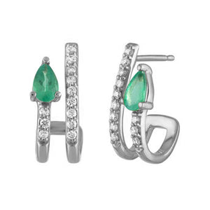 FE1575 925 Sterling Silver Star Emerald Stud Earrings