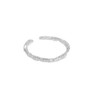 RHJ1022 925 Sterling Silver Textured Zirconia Open Ring
