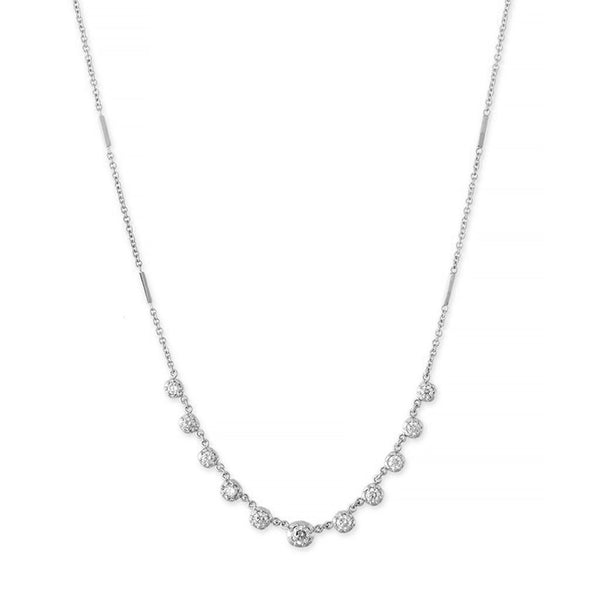 FX0443 925 Sterling Silver Zircon Smooth Bar Necklace