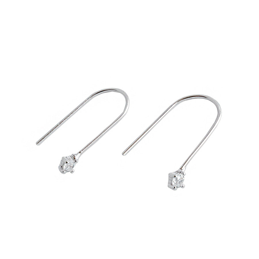 RHE1031 925 Sterling Silver Zirconia Thread Earring