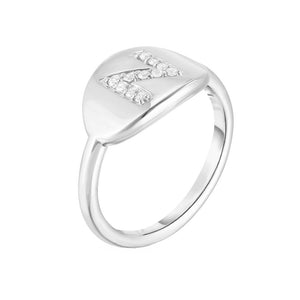 FJ0435 925 Sterling Silver Initial Signet Ring