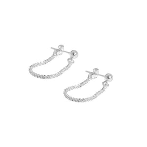RHE1042 925 Sterling Silver Sparkle Chain Stud Earring
