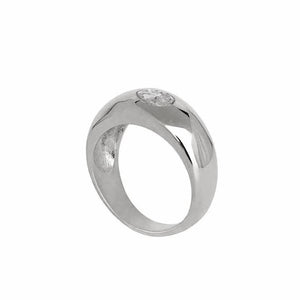 FJ0278 925 Sterling Silver Zircon Dome Ring