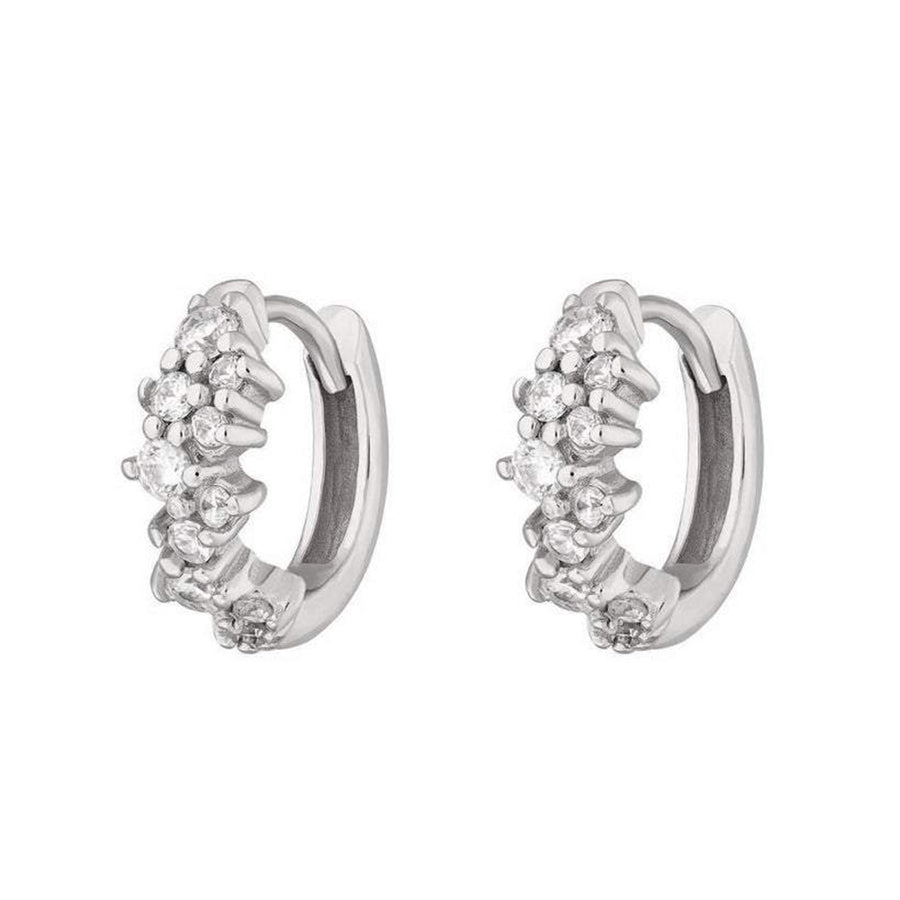 FE0781 925 Sterling Silver Crystal Hoop Earrings