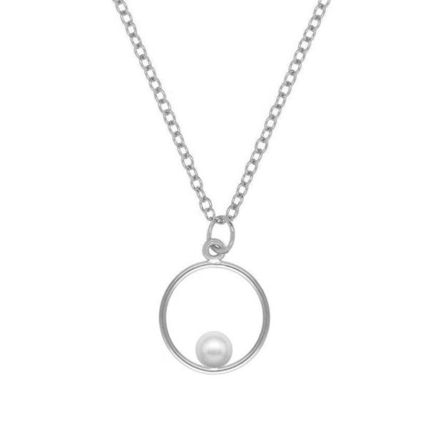 FX0385 925 Sterling Silver Pearl Halo Necklace