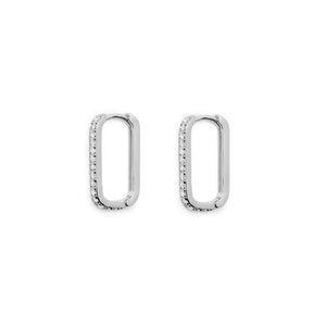 FE1001 925 Sterling Silver Black Zircon Pave Hoop Earrings