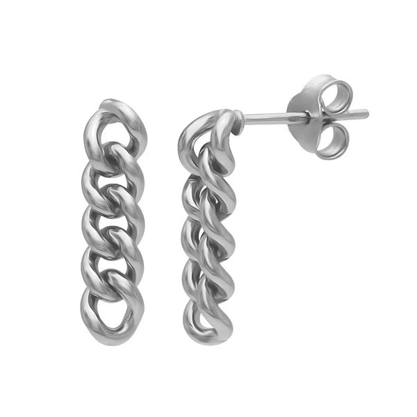 FE0060 925 Sterling Silver Chain Drop Stud Earrings